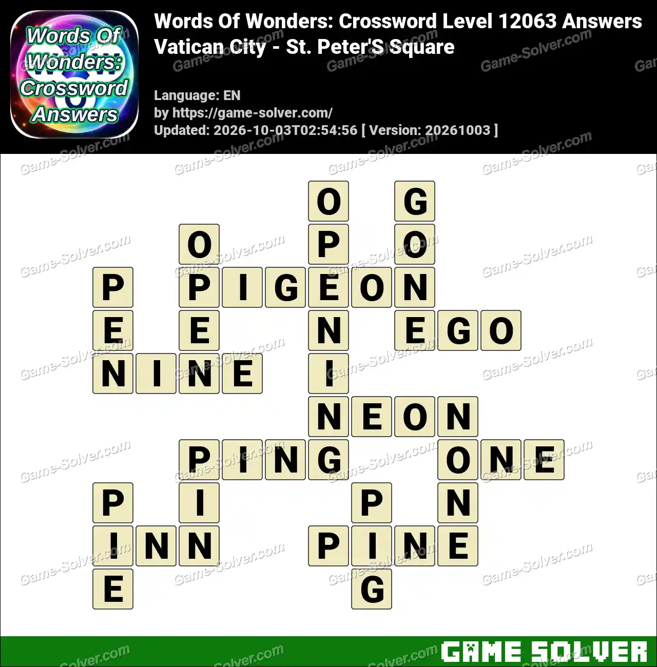 Words Of Wonders: Crossword Level 12063 Answers – Vatican City – St. Peter’S Square